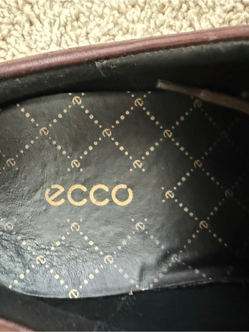 ECCO Classic Golf Brown Leather Spikeless Shoes 11.5 Quilted